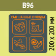 Наклейка на бак «Смешанные отходы», B96 (пленка c ламинир., 200х200 мм)